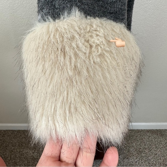 Patrizia Luca Milano Wool Blend Gray Hooded Faux Fur Cuffs Cardigan, Size XL - Picture 12 of 13